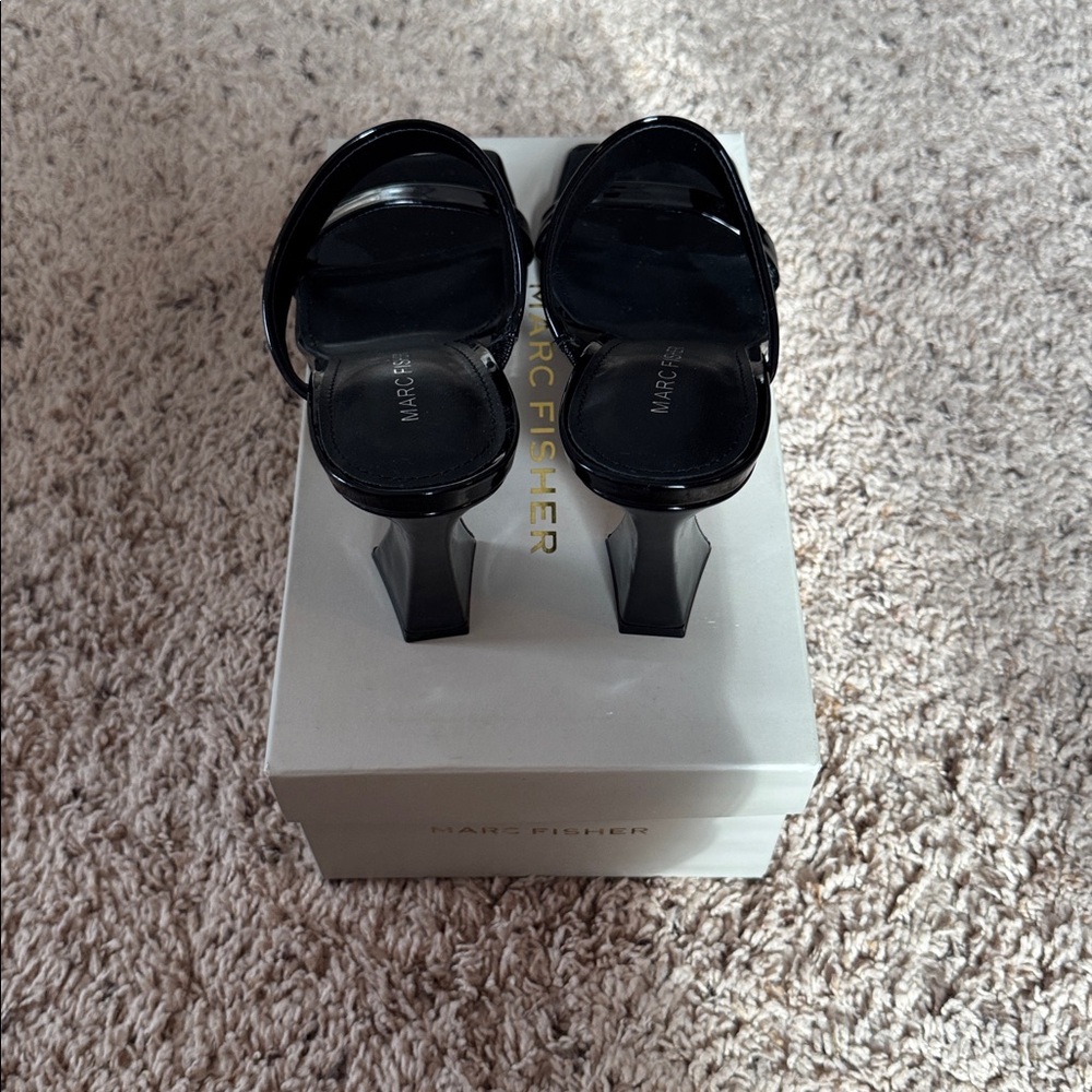 Black Square Toe Sandals - Picture 3 of 5